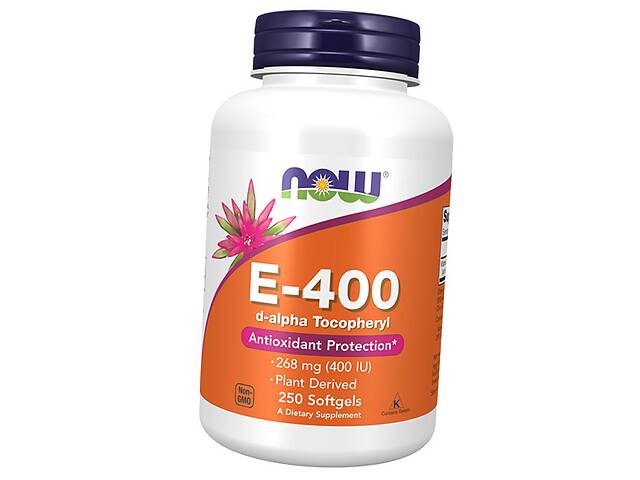 Натуральний Вітамін Е, Vitamin E-400, Now Foods 250 гелкапс (36128025)