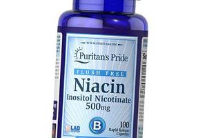 Ниацин не вызывающий покраснений Niacin 500 Flush Free Puritan's Pride 100капс (36367195)