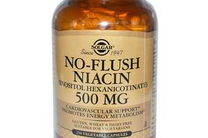Ниацин (No-Flush Niacin) Solgar не вызывающий покраснений 500 мг 250 вегетарианских капсул