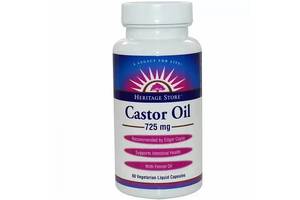 Очистка кишечника Heritage Store Products Castor Oil 725 mg 60 Veg Caps HRP-30150