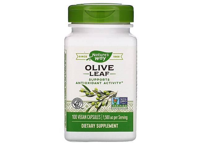 Оливковые Листья, Olive Leaves, Nature's Way, 1500 мг, 100 Капсул