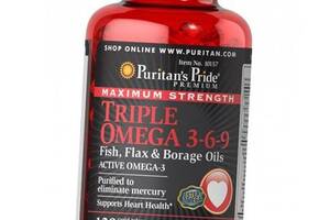 Омега 3 6 9 Maximum Strength Triple Omega 3-6-9 Puritan's Pride 120гелкапс (67367019)