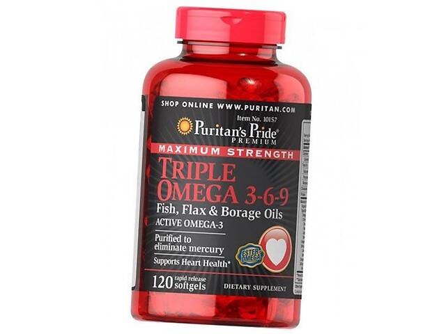 Омега 3 6 9 Maximum Strength Triple Omega 3-6-9 Puritan's Pride 120гелкапс (67367019)