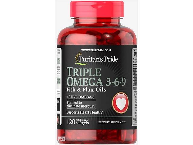 Омега 3-6-9 Puritan's Pride Triple Omega 3-6-9 120 Softgels