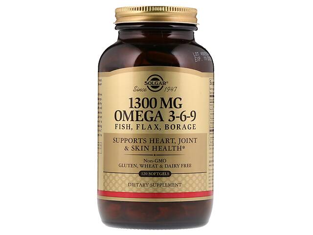 Omega 3-6-9 Solgar 1300 мг 120 гелевых капсул