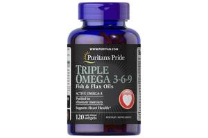 Омега 3-6-9 Triple Omega 3-6-9 Puritan's Pride рыбий жир и льняное масло 120 гелевых капсул