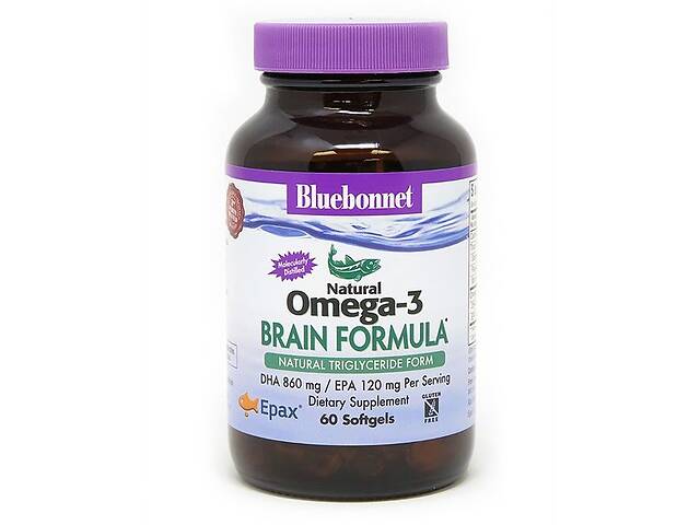 Омега 3 Bluebonnet Nutrition Natural Omega-3, Brain Formula 60 Softgels BLB0944