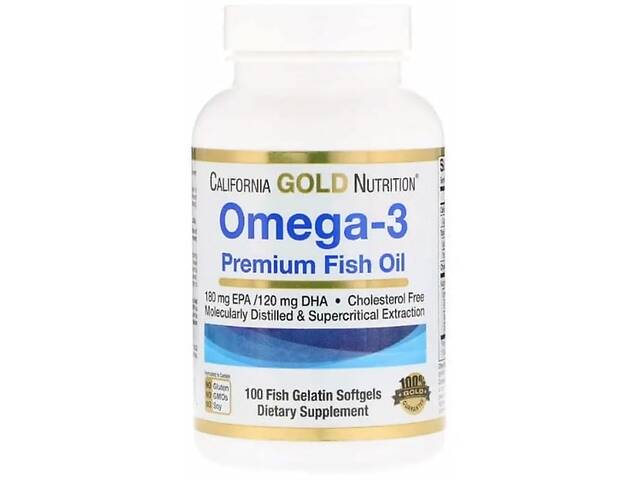 Омега 3 California Gold Nutrition Omega-3, Premium Fish Oil 100 Fish Softgels