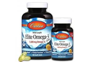 Омега 3 Carlson Labs Elite Omega-3 Gems 90+30 Soft Gels Lemon