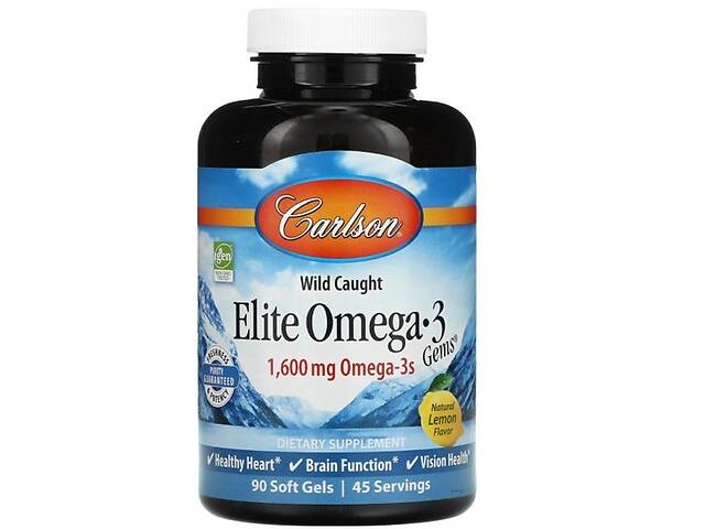 Омега 3 Carlson Labs Elite Omega 3 Gems 90 Soft Gels Lemon