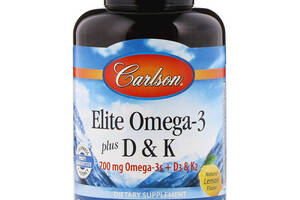 Омега 3 Carlson Labs Elite Omega-3 Plus D & K 60 Soft Gels Natural Lemon Flavor CAR-17510
