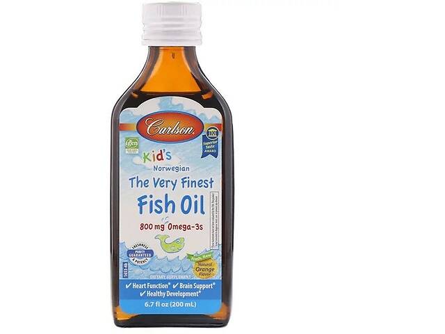 Омега 3 Carlson Labs Kid's The Very Finest Fish Oil 6.7 fl oz 200 ml Natural Orange Flavor