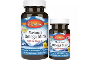 Омега 3 Carlson Labs Maximum Omega Minis 60+20 Soft Gels Lemon