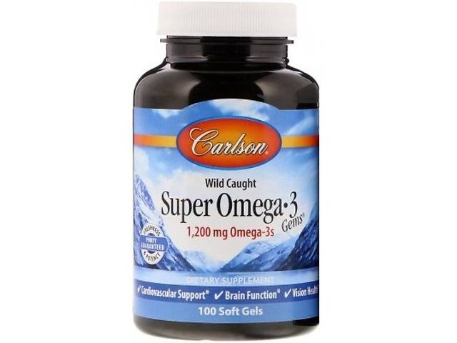 Омега 3 Carlson Labs Super Omega-3 Gems 1200 mg 100 Soft Gels CAR-01521