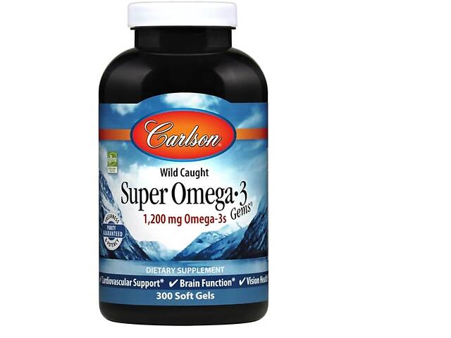 Омега 3 Carlson Labs Super Omega-3 Gems 1200 mg 300 Soft Gels
