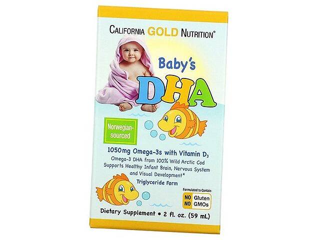 Омега 3 для детей Baby's DHA Omega-3s with Vitamin D3 California Gold Nutrition 59мл (67427001)