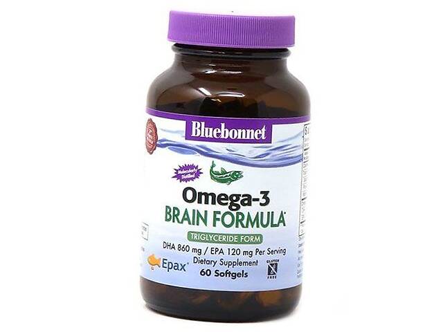 Омега 3 для мозга Omega-3 Brain Formula Bluebonnet Nutrition 60гелкапс (67393007)