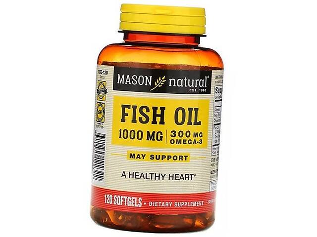 Омега 3 для сердца Fish Oil 1000 Mason Natural 120гелкапс (67529002)