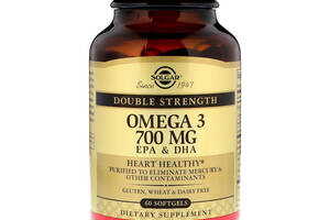 Omega-3 EPA DHA Solgar двойная сила 700 мг 60 гелевых капсул