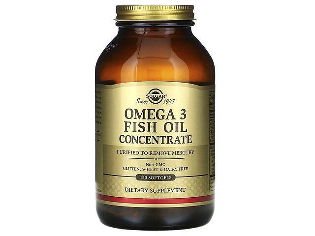 Omega-3 Fish Oil Solgar концентрат рыбьего жира 120 гелевых капсул