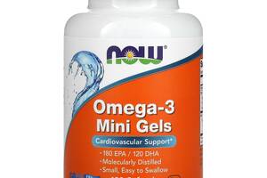 Омега-3 Mini Gels Now Foods 180 ЭПК/ 120 ДГК 180 гелевых капсул