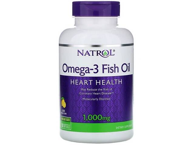 Омега 3 Natrol Omega-3 Fish Oil 1000 mg 150 Softgels Natural Lemon Flavor NTL-04040