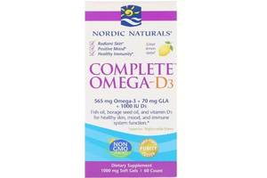 Омега 3 Nordic Naturals Complete Омега-D3 1000 mg 60 Softgels Lemon Flavor NOR01778