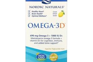 Омега 3 Nordic Naturals Omega-3D 1000 mg 60 Soft Gels Great Lemon taste
