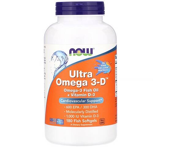 Омега 3 NOW Foods Ultra Omega 3-D 180 Softgels