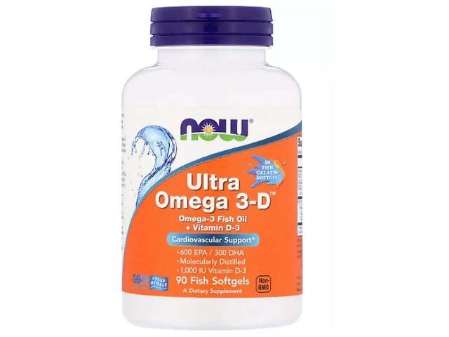 Омега 3 NOW Foods Ultra Omega 3-D 90 Fish Softgels