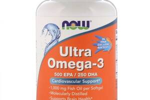 Омега 3 NOW Foods Ultra Omega 500 EPA/250 DHA 180 Fish Softgels NF1665