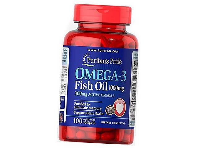 Омега 3 Omega-3 Fish Oil 1000 Puritan's Pride 100гелкапс (67367007)