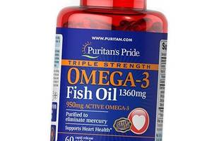 Омега 3 Omega-3 Fish Oil 1360 Puritan's Pride 60гелкапс (67367012)