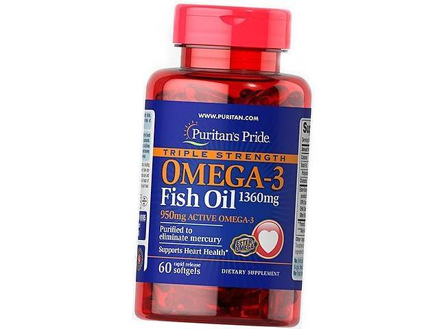 Омега 3 Omega-3 Fish Oil 1360 Puritan's Pride 60гелкапс (67367012)