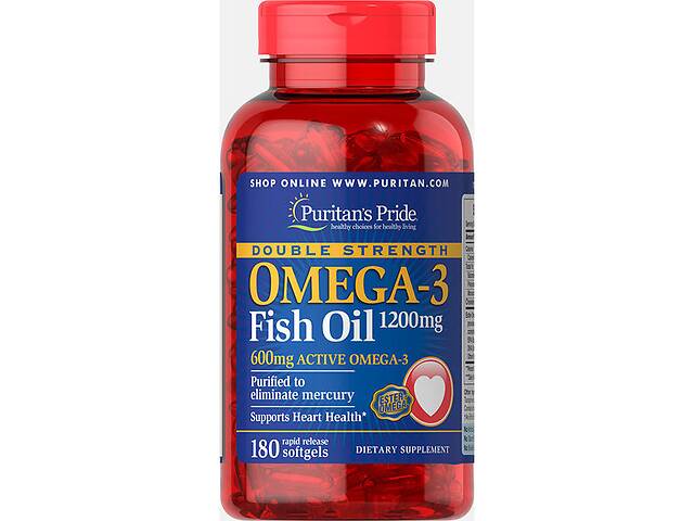 Омега 3 Puritan's Pride Double Strength Omega-3 Fish Oil 1200 mg 180 Softgels