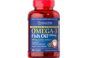 Омега 3 Puritan's Pride Double Strength Omega-3 Fish Oil 1200 mg 90 Softgels