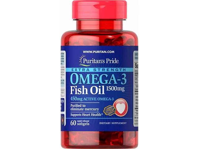 Омега 3 Puritan's Pride Extra Strength Omega-3 Fish Oil 1500 mg 60 Softgels