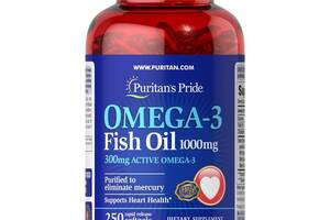 Омега 3 Puritan's Pride Omega-3 Fish Oil 1000 mg 250 Softgels