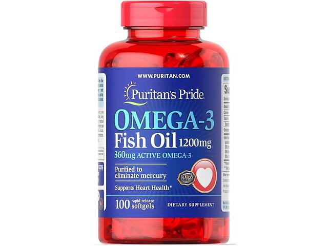Омега 3 Puritan's Pride Omega-3 Fish Oil 1200 mg 100 Softgels