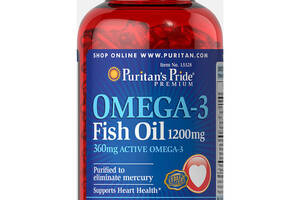 Омега 3 Puritan's Pride Omega-3 Fish Oil 1200 mg 200 Softgels