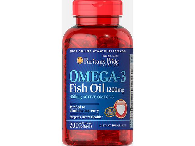 Омега 3 Puritan's Pride Omega-3 Fish Oil 1200 mg 200 Softgels