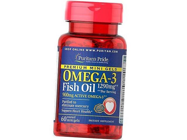 Омега 3 Puritan's Pride Omega-3 Fish Oil 1290 Mini Gels 60 гелкапс (67367011)