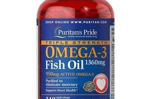 Омега 3 Puritan's Pride Triple Strength Omega-3 Fish Oil 1360 mg 240 Caps