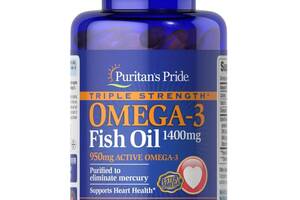 Омега 3 Puritan's Pride Triple Strength Omega-3 Fish Oil 1400 mg (950 mg Active Omega-3) 60 Softgels