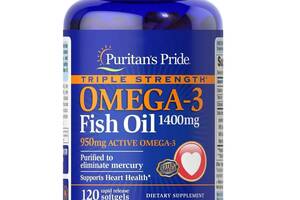 Омега 3 Puritan's Pride Triple Strength Omega-3 Fish Oil 1400 mg (950 mg Active Omega-3) 120 Softgels