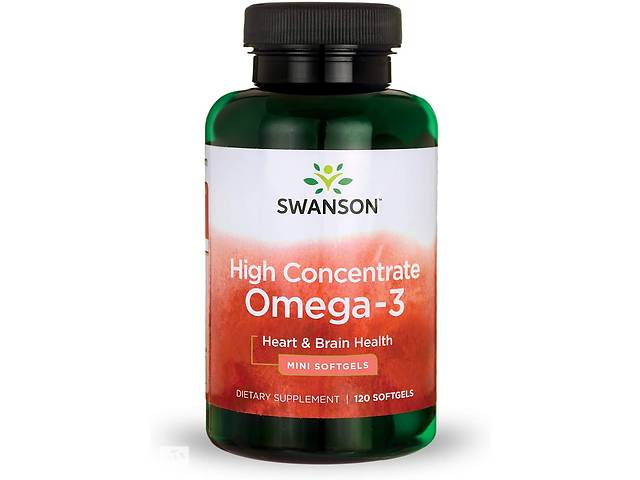 Омега-3 рыбий жир High Concentrate Omega-3 Swanson 120 гелевых капсул