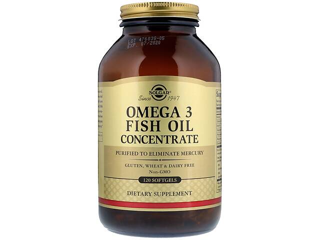 Омега-3 Рыбий Жир Концентрат 2000 мг Solgar 120 желатиновых капсул