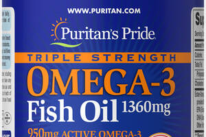 Омега-3 рыбий жир тройной силы Puritan's Pride Omega-3 Fish Oil Triple Strength 1360 mg 60 Softgels