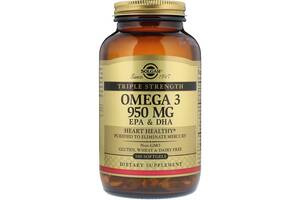 Омега 3 Solgar Omega-3, EPA & DHA, Triple Strength 950 mg 100 Softgels