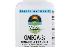 Омега 3 Source Naturals Vegan Omega-3S, EPA-DHA 300 mg 60 Veg Softgels SNS-02459